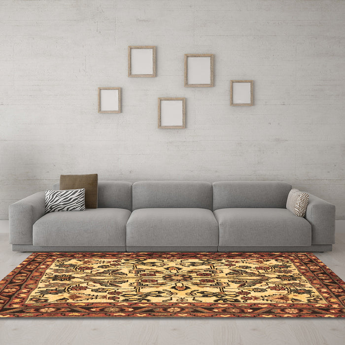 Machine Washable Animal Brown Traditional Rug in a Living Room,, wshtr2709brn