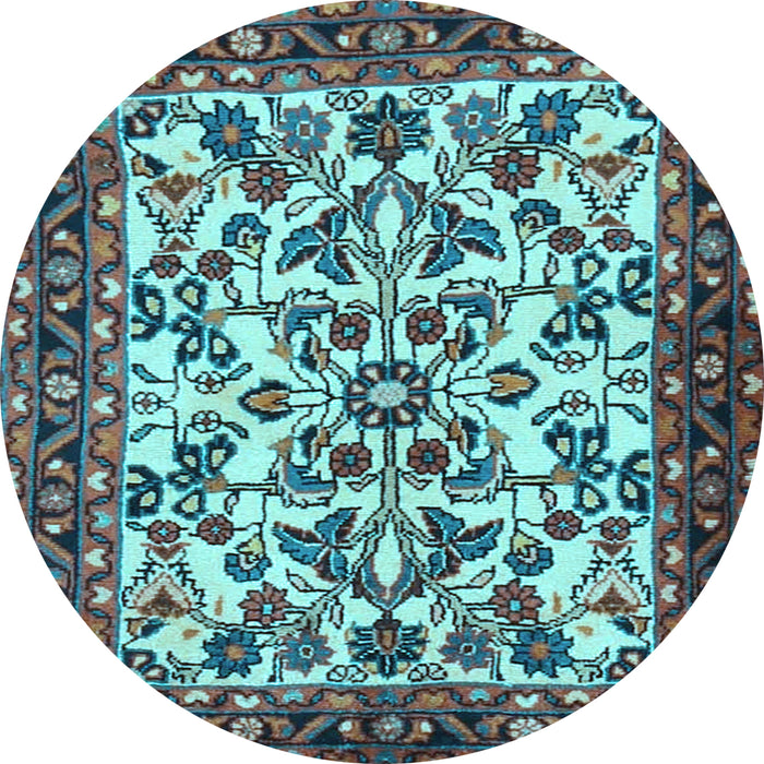 Round Animal Light Blue Traditional Rug, tr2709lblu