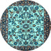 Round Animal Light Blue Traditional Rug, tr2709lblu