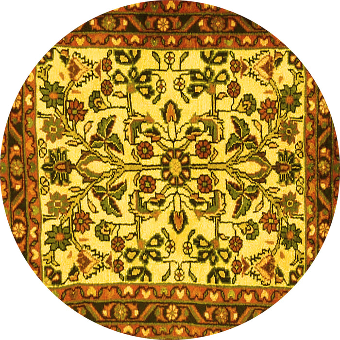 Round Machine Washable Animal Yellow Traditional Rug, wshtr2709yw