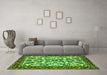 Machine Washable Animal Green Traditional Area Rugs in a Living Room,, wshtr2709grn