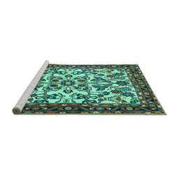 Sideview of Machine Washable Animal Turquoise Traditional Area Rugs, wshtr2709turq