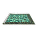 Sideview of Machine Washable Animal Turquoise Traditional Area Rugs, wshtr2709turq