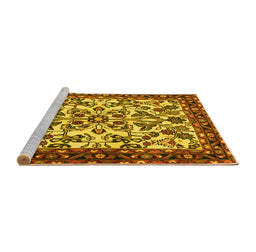 Sideview of Machine Washable Animal Yellow Traditional Rug, wshtr2709yw