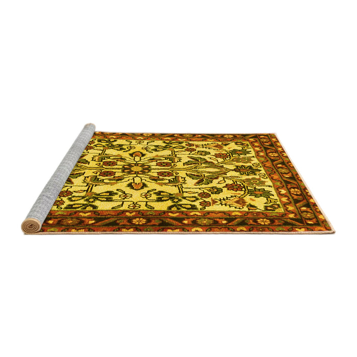 Sideview of Machine Washable Animal Yellow Traditional Rug, wshtr2709yw