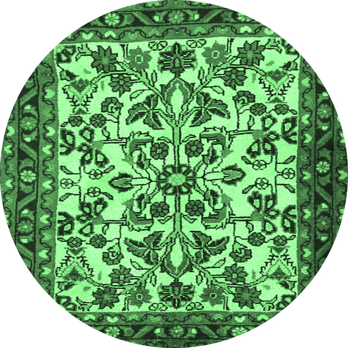 Round Machine Washable Animal Emerald Green Traditional Area Rugs, wshtr2709emgrn