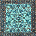 Square Animal Light Blue Traditional Rug, tr2709lblu