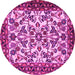 Round Animal Pink Traditional Rug, tr2709pnk