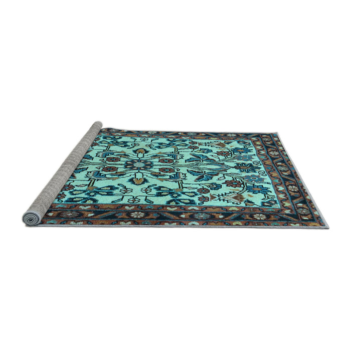 Sideview of Machine Washable Animal Light Blue Traditional Rug, wshtr2709lblu