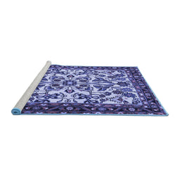 Sideview of Machine Washable Animal Blue Traditional Rug, wshtr2709blu