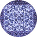 Round Animal Blue Traditional Rug, tr2709blu