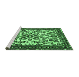 Sideview of Machine Washable Animal Emerald Green Traditional Area Rugs, wshtr2709emgrn