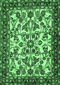 Animal Emerald Green Traditional Rug, tr2709emgrn