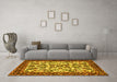 Machine Washable Animal Yellow Traditional Rug in a Living Room, wshtr2709yw