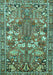 Machine Washable Animal Turquoise Traditional Area Rugs, wshtr270turq