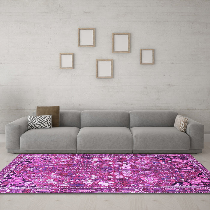 Machine Washable Animal Purple Traditional Area Rugs in a Living Room, wshtr270pur