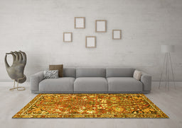 Machine Washable Animal Yellow Traditional Rug in a Living Room, wshtr270yw