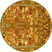 Round Machine Washable Animal Yellow Traditional Rug, wshtr270yw