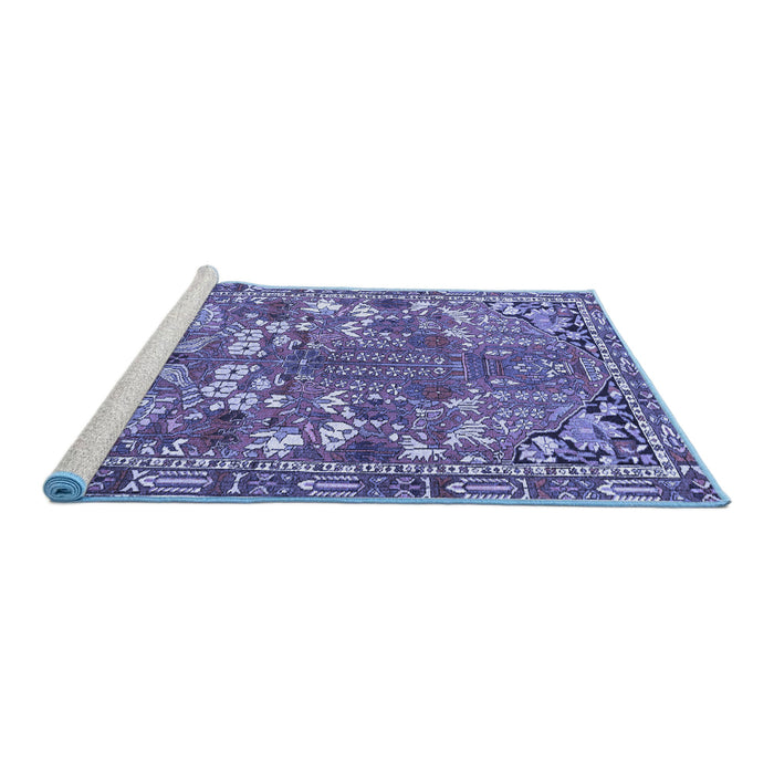 Sideview of Machine Washable Animal Blue Traditional Rug, wshtr270blu