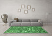 Machine Washable Animal Emerald Green Traditional Area Rugs in a Living Room,, wshtr270emgrn