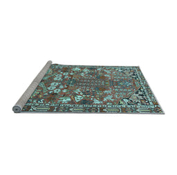 Sideview of Machine Washable Animal Light Blue Traditional Rug, wshtr270lblu