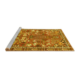 Sideview of Machine Washable Animal Yellow Traditional Rug, wshtr270yw