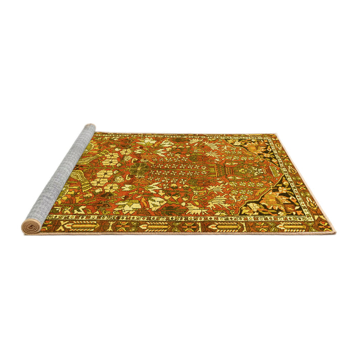 Sideview of Machine Washable Animal Yellow Traditional Rug, wshtr270yw