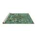 Sideview of Machine Washable Animal Turquoise Traditional Area Rugs, wshtr270turq