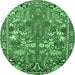 Round Machine Washable Animal Emerald Green Traditional Area Rugs, wshtr270emgrn