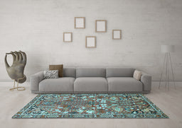 Machine Washable Animal Light Blue Traditional Rug in a Living Room, wshtr270lblu