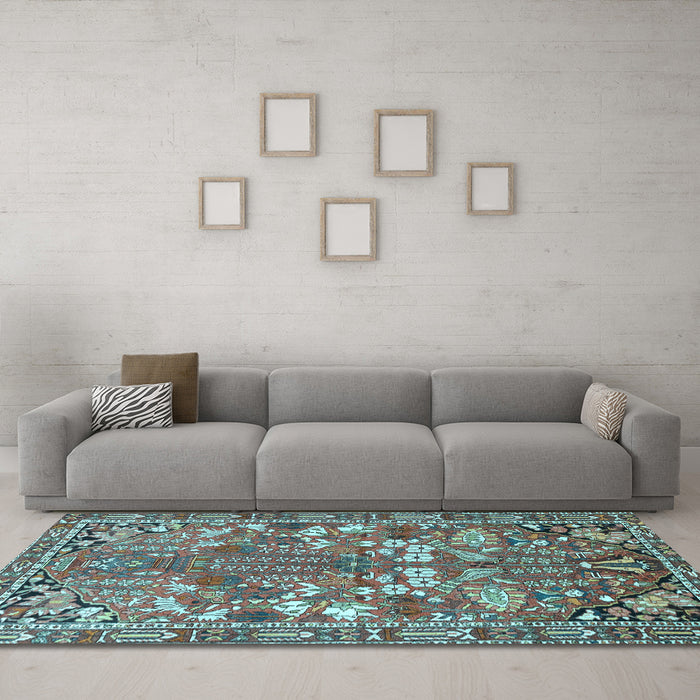 Machine Washable Animal Light Blue Traditional Rug in a Living Room, wshtr270lblu