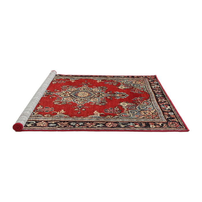 Sideview of Machine Washable Traditional Tomato Red Rug, wshtr2710