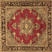 Square Machine Washable Persian Brown Traditional Rug, wshtr2710brn