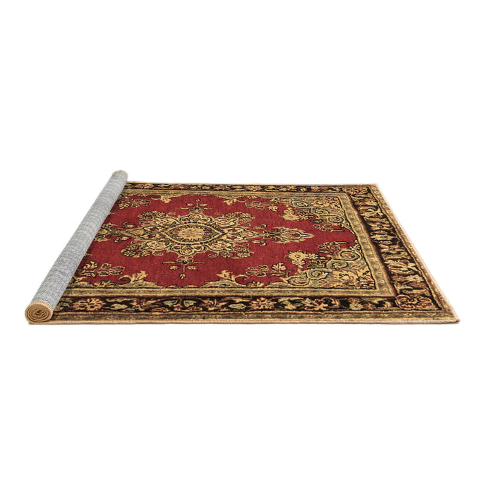 Sideview of Machine Washable Persian Brown Traditional Rug, wshtr2710brn