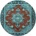 Round Persian Light Blue Traditional Rug, tr2710lblu