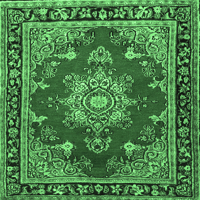 Square Persian Emerald Green Traditional Rug, tr2710emgrn