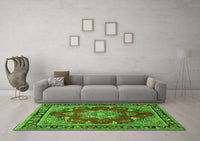 Machine Washable Persian Green Traditional Rug, wshtr2710grn