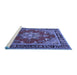 Sideview of Machine Washable Persian Blue Traditional Rug, wshtr2710blu