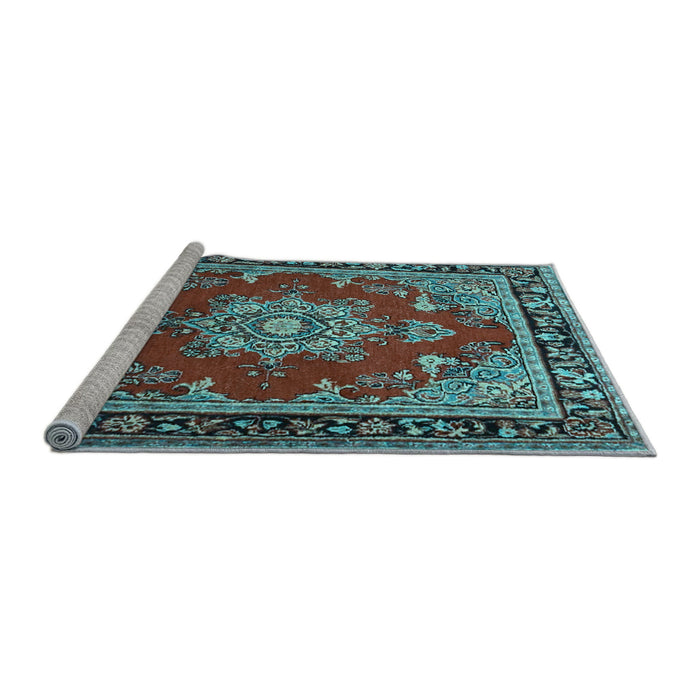 Sideview of Machine Washable Persian Light Blue Traditional Rug, wshtr2710lblu