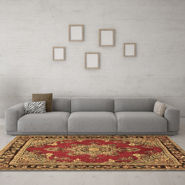 Machine Washable Persian Brown Traditional Rug in a Living Room,, wshtr2710brn