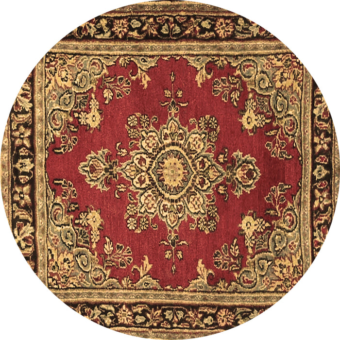 Round Machine Washable Persian Brown Traditional Rug, wshtr2710brn