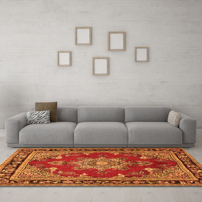 Machine Washable Persian Orange Traditional Area Rugs in a Living Room, wshtr2710org