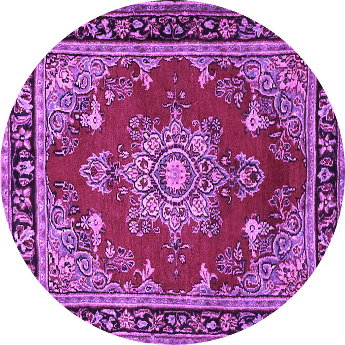Round Persian Purple Traditional Rug, tr2710pur
