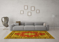 Machine Washable Persian Yellow Traditional Rug, wshtr2710yw