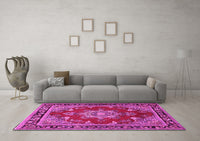 Machine Washable Persian Pink Traditional Rug, wshtr2710pnk