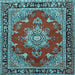 Square Machine Washable Persian Light Blue Traditional Rug, wshtr2710lblu