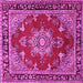 Square Machine Washable Persian Pink Traditional Rug, wshtr2710pnk