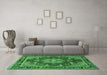 Machine Washable Persian Emerald Green Traditional Area Rugs in a Living Room,, wshtr2710emgrn
