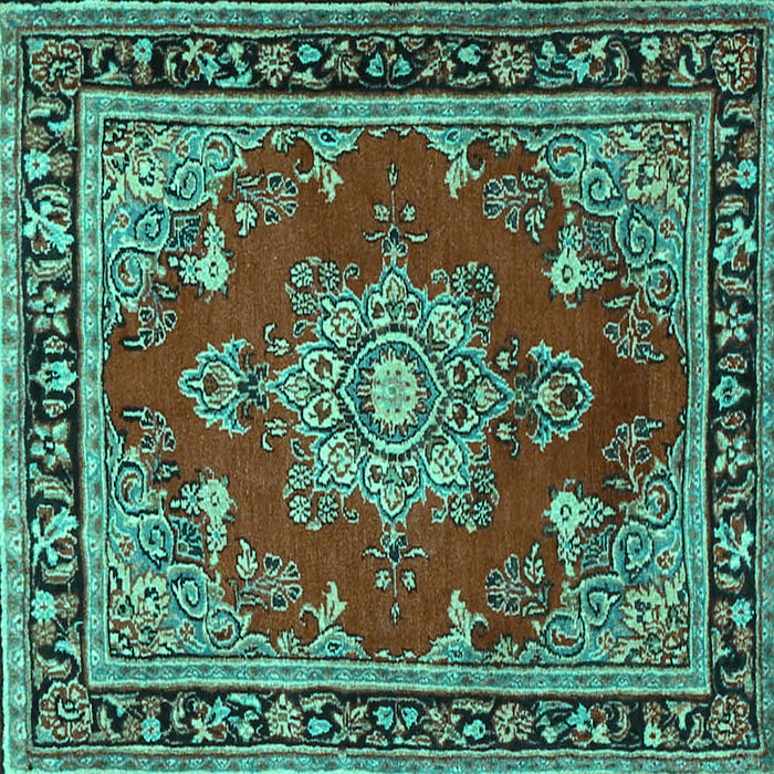 Square Persian Turquoise Traditional Rug, tr2710turq