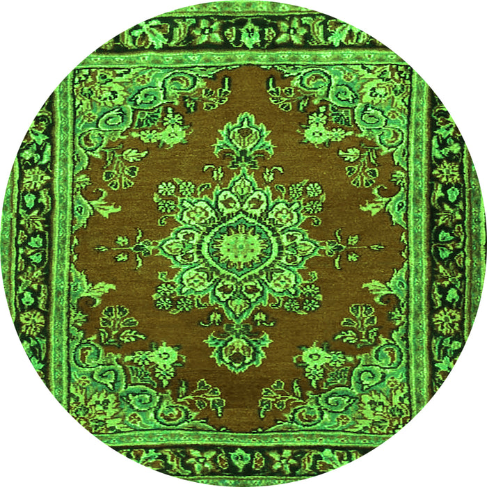 Machine Washable Persian Green Traditional Area Rugs, wshtr2710grn